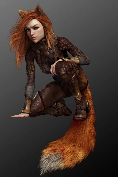 Kitsune Fox Archer Lederen Armor — Stockfoto