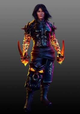 Magic veya Fantezi Asya Warrior Parlayan Yumruk Silahlar ile