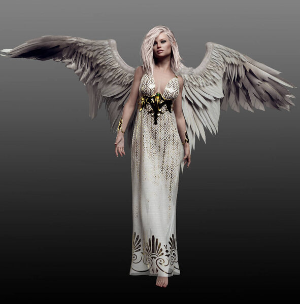 Белеющий ангел с белым цветом
