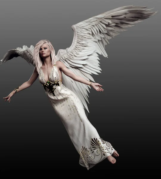 Pensive Flying Angel White Wings — Stock Photo, Image