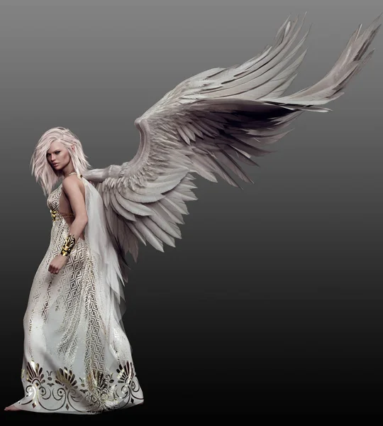 Pensive Flying Angel White Wings — Stock Photo, Image