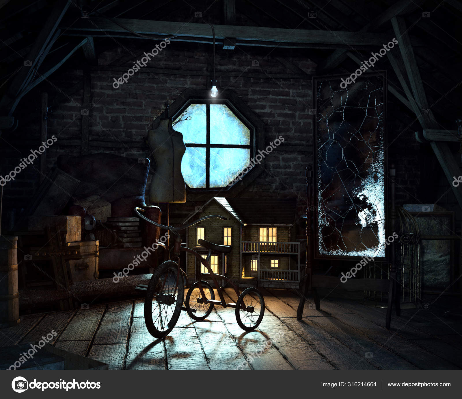 Creepy Doll In An Abandoned House. Halloween. Horror Movie. Stock Photo,  Picture and Royalty Free Image. Image 200802279.