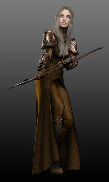 Halfling Archer Elfijski Łucznik Fantazji Złocie — Zdjęcie stockowe
