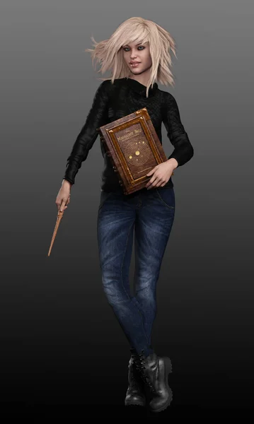 Magiczna Akademia Fantasy Student Mage — Zdjęcie stockowe