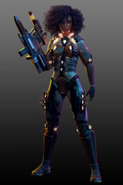 Bilim Kurgu Zırhlı POC Uzay Kızı, Afrikalı Amerikalı Genç Kız