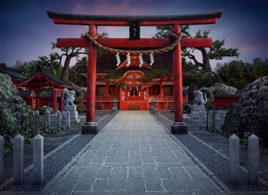 Japon Tapınağının CGI Sunucusu veya Torii Kapılı Tapınak Binası