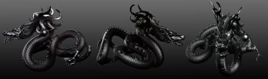 Fantasy Asian Dragon, Black clipart