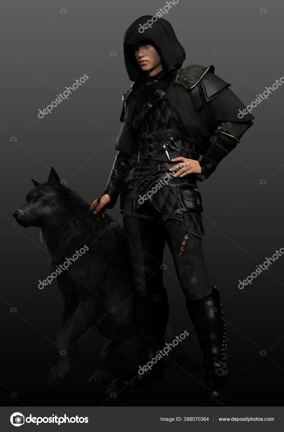 Wolf Master Hooded Assassin Black Wolf Stock Photo by ©Ravven 388070364