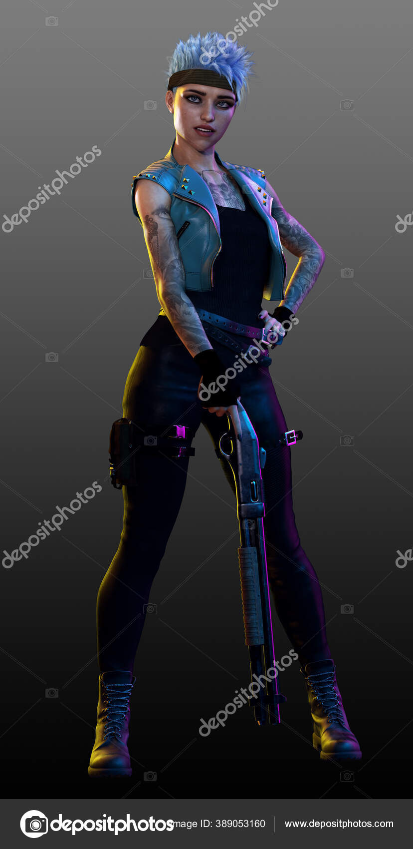 Punk Girl Shotgun Anime Cyberpunk Stock Photo by ©Ravven 389053160 Punk Girl Shotgun Anime Cyberpunk Stock Photo by ©Ravven 389053160