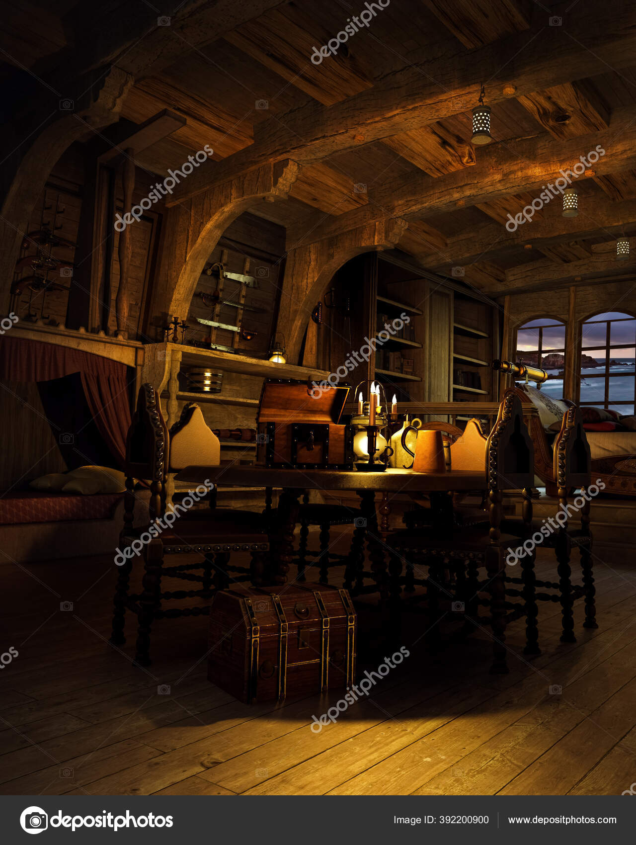 steampunk ship interior