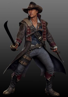 Cutlass ve Pistol ile Steampunk Korsanı