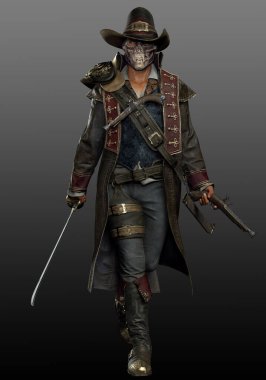 Cutlass ve Pistol ile Steampunk Korsanı