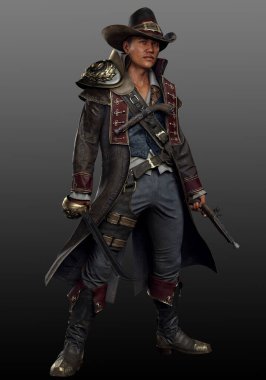 Cutlass ve Pistol ile Steampunk Korsanı