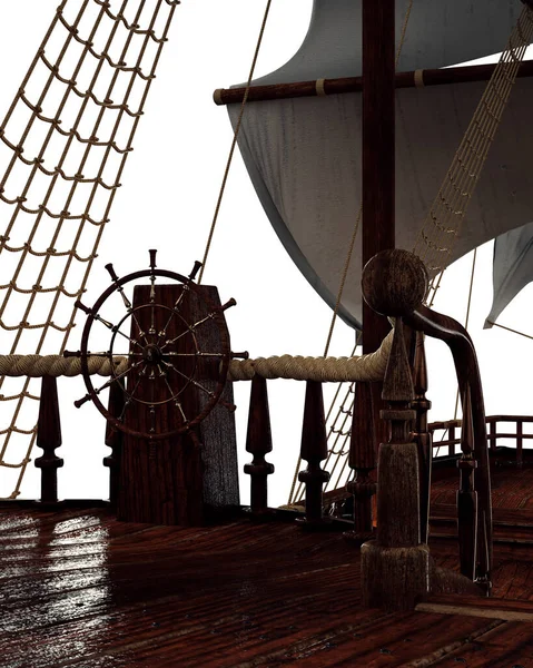 Steampunk Segelfartyg Eller Pirat Ship Deck — Stockfoto