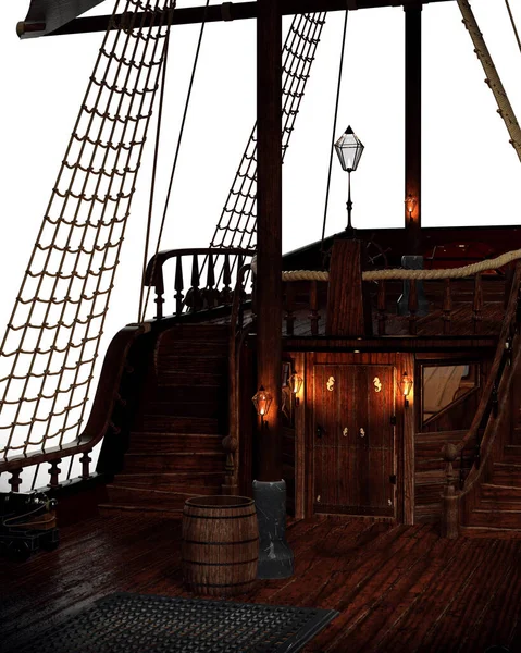 Steampunk Vela Navio Convés Navio Pirata — Fotografia de Stock