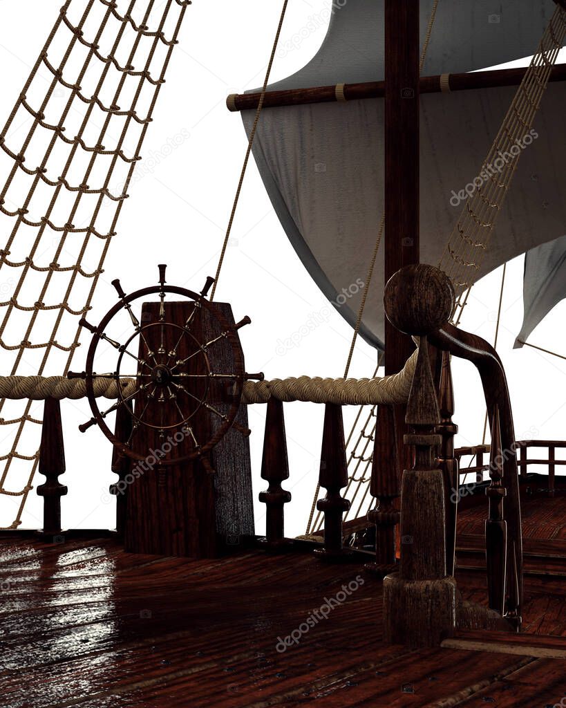 Steampunk Sailing Ship or Pirate Ship Deck