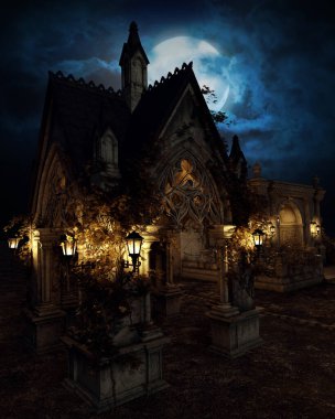 Gece Fenerli Ürkütücü Mezar