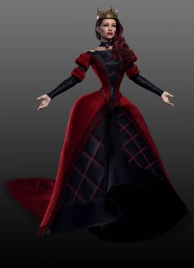 Peri masalı Kırmızı ve Siyah Elbiseli Kötü Kraliçe