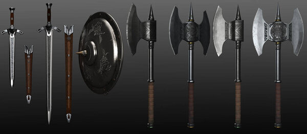 Ancient Medieval Fantasy Weapons, CGI Renders