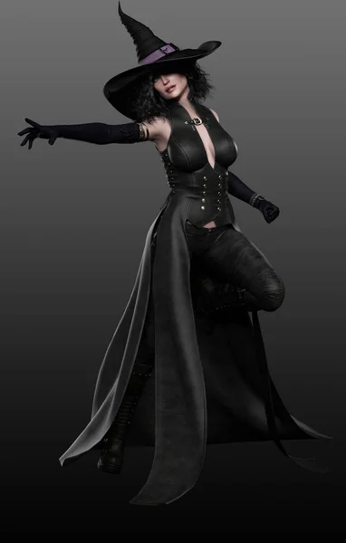 Sexy Vampire Witch Urban Fantasy Woman in Black Leather