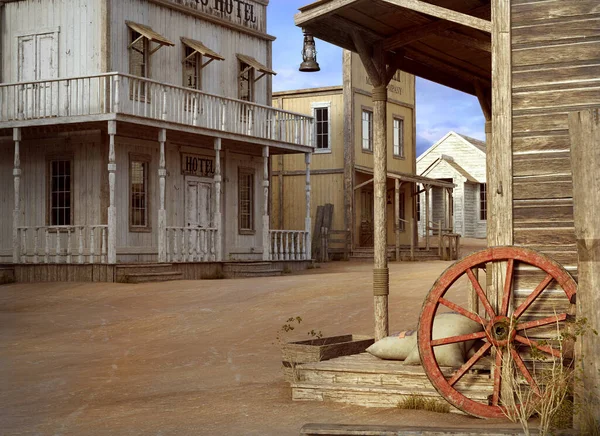 Fantasy Western Town Main Street Old West Eller Steampunk — Stockfoto