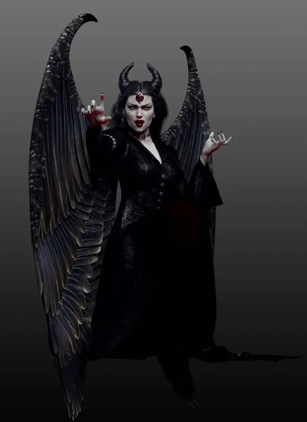Fantasy Wicked Queen Unseelie Fae Con Alas Oscuras —  Fotos de Stock