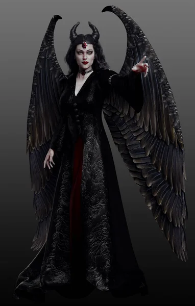 Fantasy Wicked Queen Unseelie Fae Dark Wings — 스톡 사진