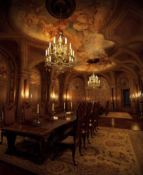 Gold Baroque Medieval Fantasy Dining Hall