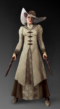 Steampunk Viktorya Dönemi ya da Tabancalı Edwardian Kadını