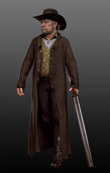 Old West or Steampunk Man with Rifle