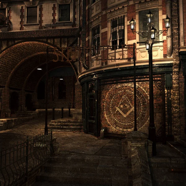 Steampunk Victorian London Dark Street — Φωτογραφία Αρχείου