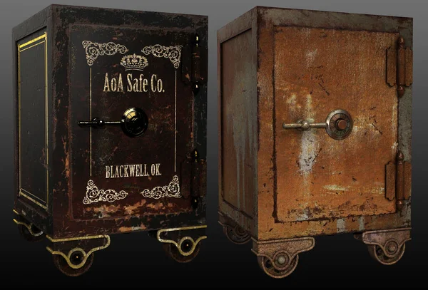 旧保险柜 生锈的古董柜或古董柜 — 图库照片
