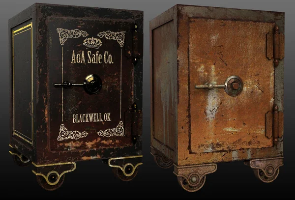 Gammal Kassaskåp Rostig Vintage Eller Antik Old West Safe — Stockfoto