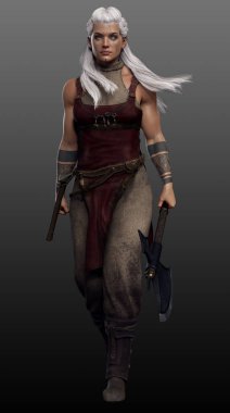 Fantezi Viking ya da Kılıçlı Kuzeyli Kadın Savaşçı