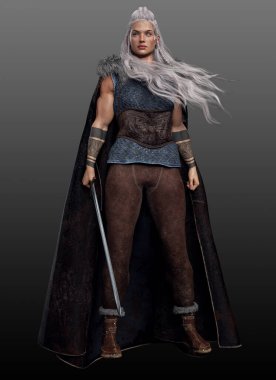 Fantezi Viking ya da Kılıçlı Kuzeyli Kadın Savaşçı