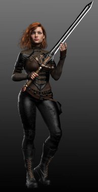 Deri Zırhlı Fantezi Kılıç Savaşçısı