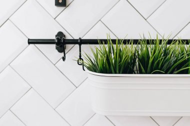 Modern saksı dökmeyen yapay bitkiler veya çim iç dekorasyon kullanılan