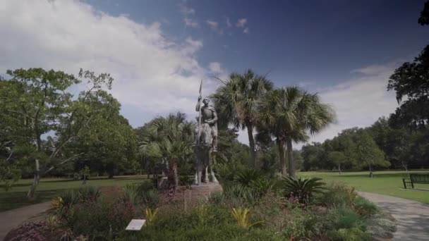 Rzeźba Don Kiszota Przez Anna Hyatt Huntington 1947 Brookgreen Gardens — Wideo stockowe