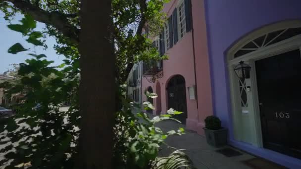 Rainbow Houses Historic Houses Battery Charleston South Carolina July 2016 — стоковое видео