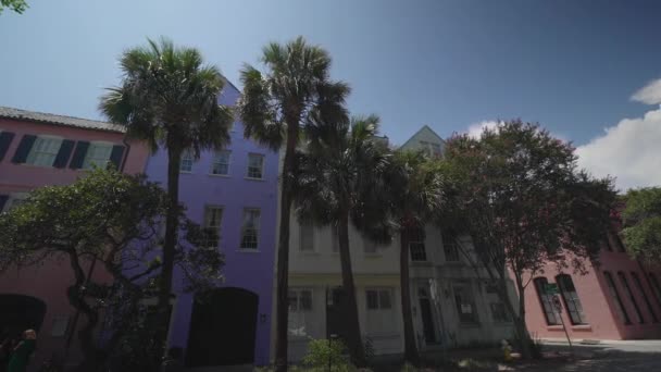 虹の家 バッテリー聖 チャールストン サウスカロライナ州 2016年 月に沿って歴史的な住宅 — ストック動画