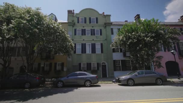 Regenboog Huizen Historische Huizen Langs Batterij Charleston South Carolina Jul — Stockvideo