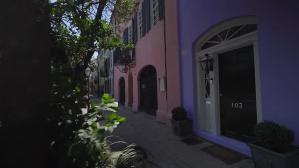 Rainbow Houses Case Storiche Lungo Battery Charleston Carolina Del Sud — Video Stock