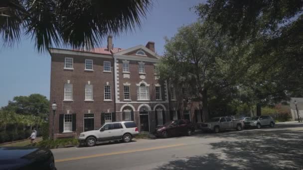 Zuidelijke Het Platform Historische Gebouwen Het Centrum Van Charleston South — Stockvideo