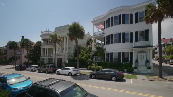 Villas Estilo Colonial Edifícios Históricos Centro Charleston Carolina Sul Carolina — Vídeo de Stock