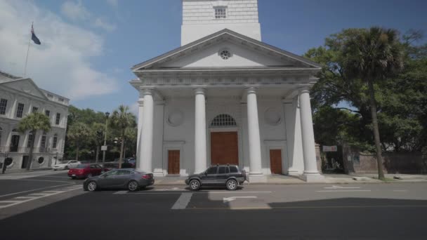 Történelmi Utcákon Szent Mihály Templom Charleston South Carolina Usa Augusztus — Stock videók