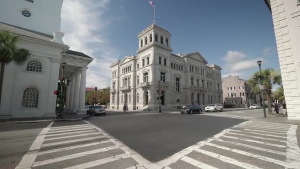 Τέσσερις Γωνίες Κάτω Πόλη Charleston Τσάρλεστον Υπάλληλος Του Συμβουλίου Τσάρλεστον — Αρχείο Βίντεο