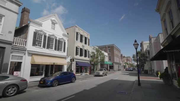 Centrum Města Charleston Módními Obchody Charleston Jižní Karolína Usa — Stock video