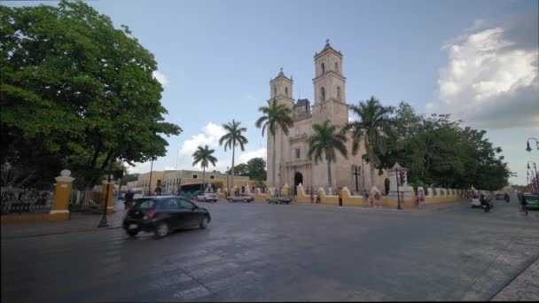 Historische Kathedrale Von San Gervasio Valladolid Mexiko 2016 — Stockvideo