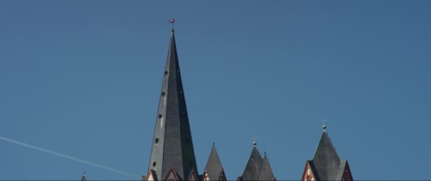 Katholieke Kathedraal Van Limburg Hoge Ligging Een Rots Boven Lahn — Stockvideo