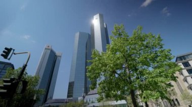Alman Bank ikiz kuleleri içinde merkezi iş bölgesi, Frankfurt am Main, Almanya. Frankfurt, izleme atış